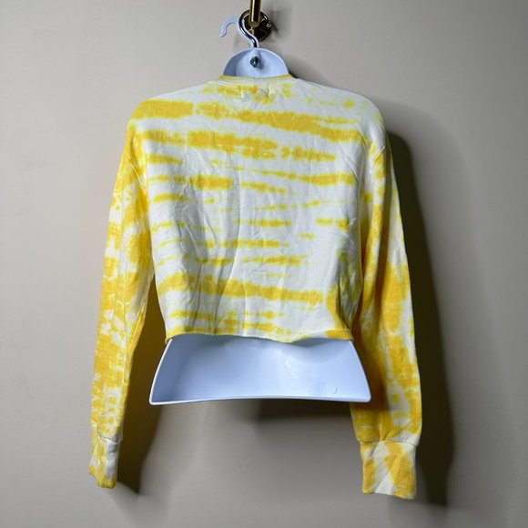 MONROW Supersoft Painter Tie Dye Crop Sweatshirt Yellow Small NEW - Picture 4 of 4